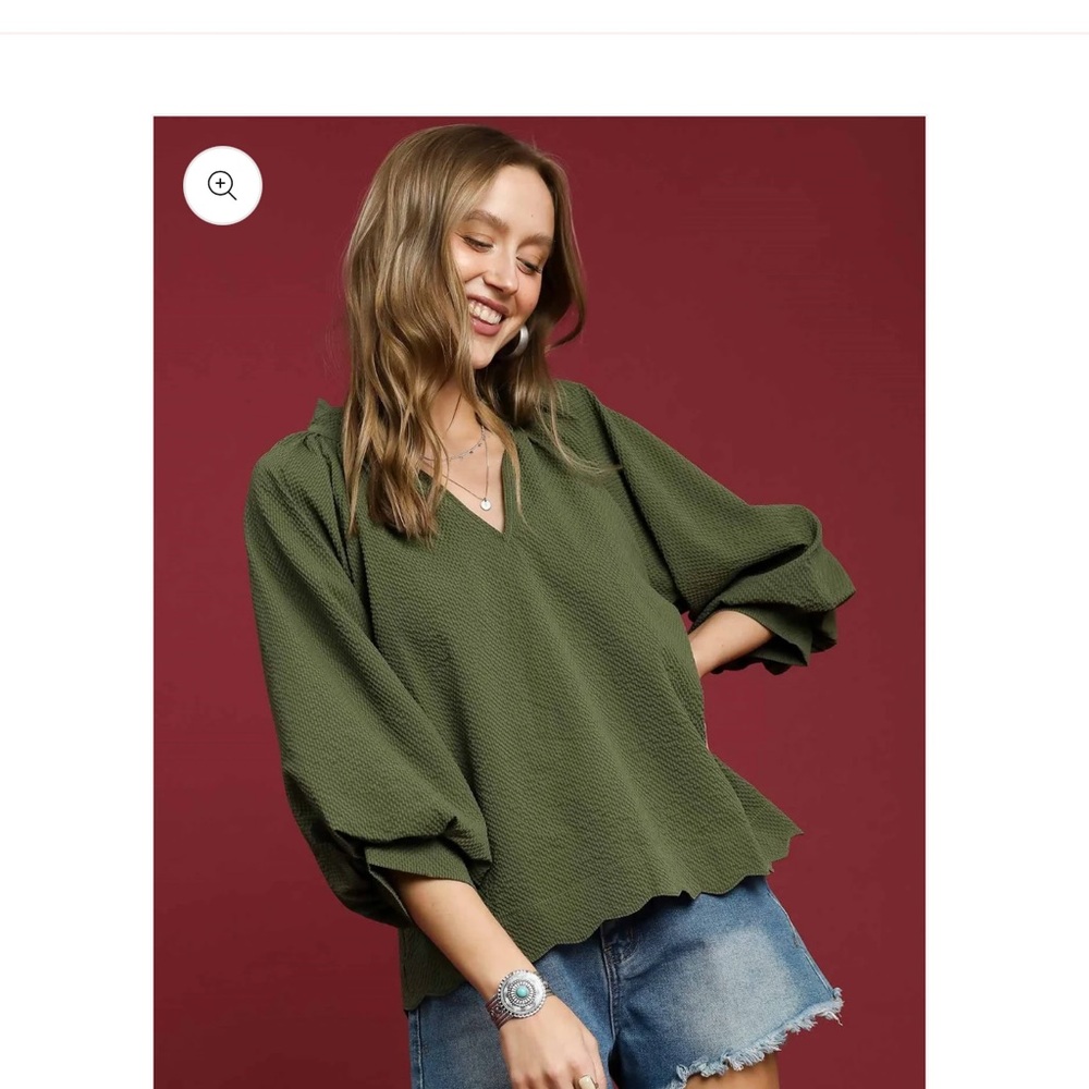 UMGEE Olive Green Women's V-Neck top